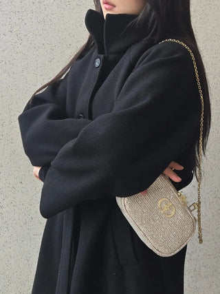 Dittachi Shoulder Belted High-Neck Single Coat