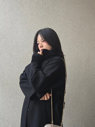 Dittachi Shoulder Belted High-Neck Single Coat