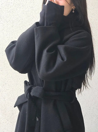 Dittachi Shoulder Belted High-Neck Single Coat