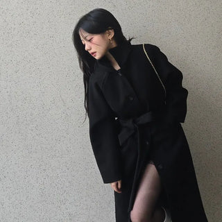 Dittachi Shoulder Belted High-Neck Single Coat
