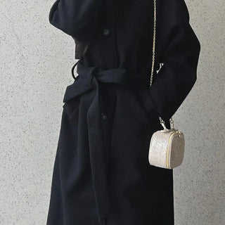 Dittachi Shoulder Belted High-Neck Single Coat