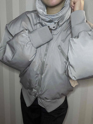 Wide Collar Aviator Balloon Fit Short Padded Jacket