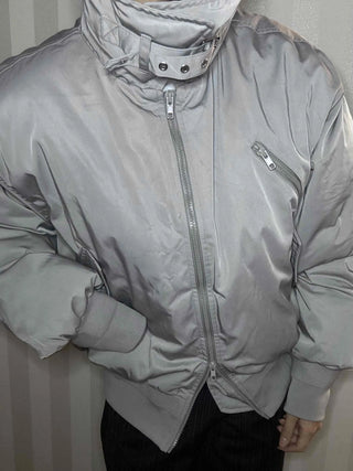 Wide Collar Aviator Balloon Fit Short Padded Jacket