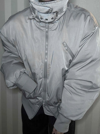 Wide Collar Aviator Balloon Fit Short Padded Jacket
