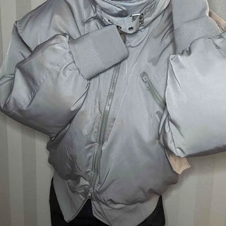 Wide Collar Aviator Balloon Fit Short Padded Jacket