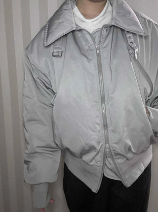 Wide Collar Aviator Balloon Fit Short Padded Jacket