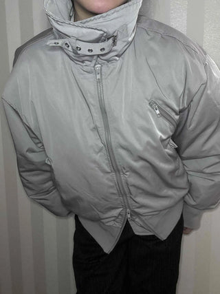 Wide Collar Aviator Balloon Fit Short Padded Jacket