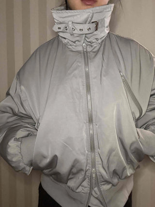 Wide Collar Aviator Balloon Fit Short Padded Jacket