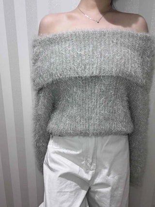 Soft Fuzzy Square Neck Balloon Sleeve Knit