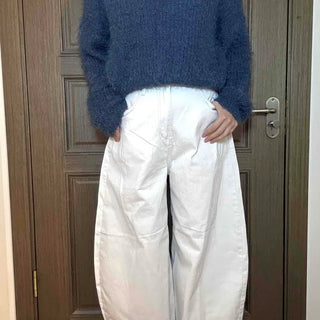 High-Waisted Balloon Fit Dark Wide Pants