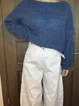 High-Waisted Balloon Fit Dark Wide Pants