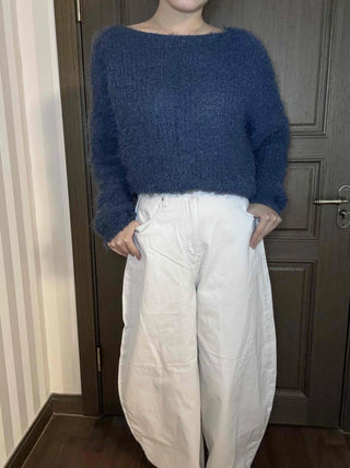 High-Waisted Balloon Fit Dark Wide Pants