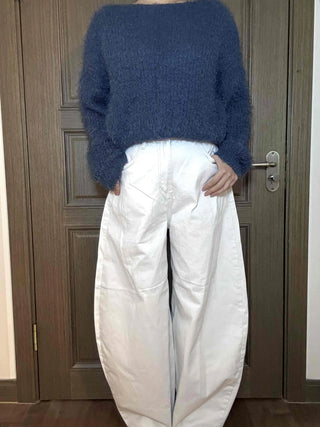 High-Waisted Balloon Fit Dark Wide Pants