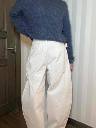 High-Waisted Balloon Fit Dark Wide Pants