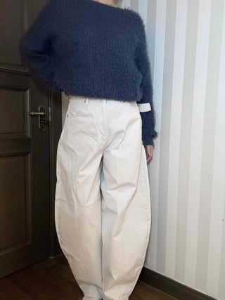 High-Waisted Balloon Fit Dark Wide Pants
