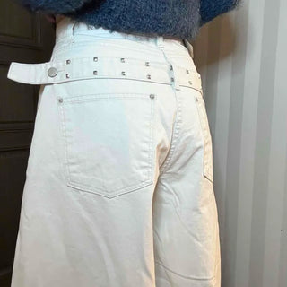 High-Waisted Balloon Fit Dark Wide Pants