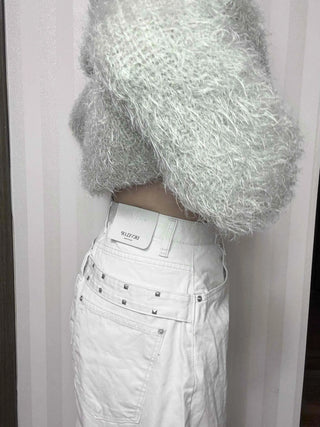 High-Waisted Balloon Fit Dark Wide Pants