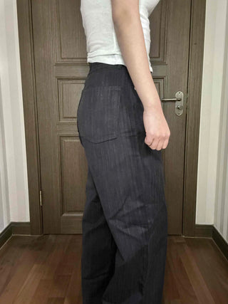Office Mood Pinstripe Straight Slacks