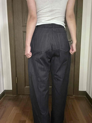 Office Mood Pinstripe Straight Slacks