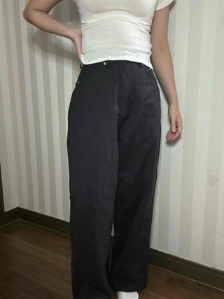 Office Mood Pinstripe Straight Slacks