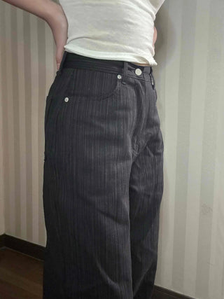 Office Mood Pinstripe Straight Slacks