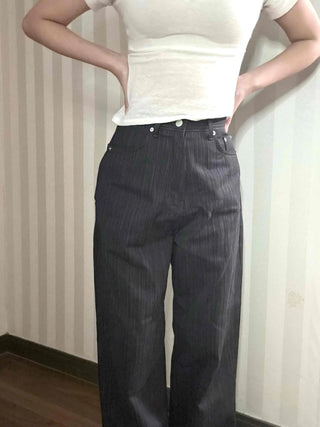 Office Mood Pinstripe Straight Slacks