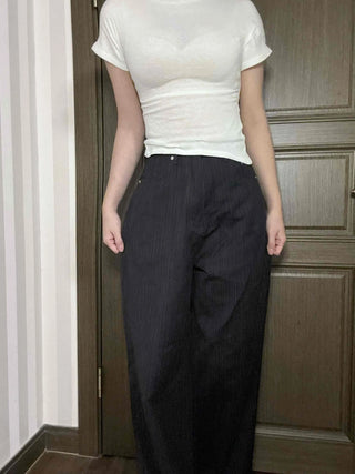 Office Mood Pinstripe Straight Slacks