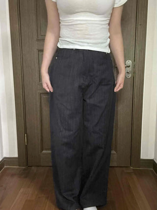Office Mood Pinstripe Straight Slacks