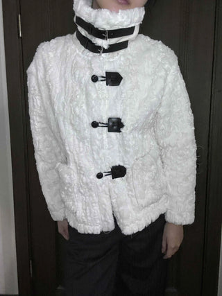 Fleece Texture Medium Toggle Hooded Jacket