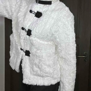 Fleece Texture Medium Toggle Hooded Jacket