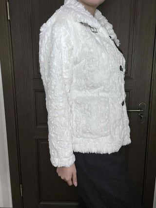 Fleece Texture Medium Toggle Hooded Jacket