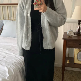 Soft Angora Cozy Fit Crop Cardigan
