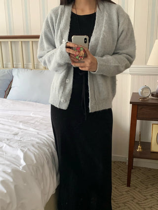 Soft Angora Cozy Fit Crop Cardigan