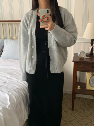 Soft Angora Cozy Fit Crop Cardigan