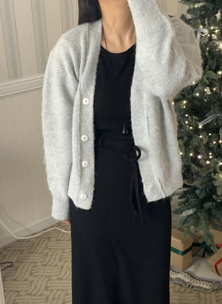 Soft Angora Cozy Fit Crop Cardigan
