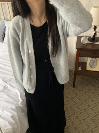 Soft Angora Cozy Fit Crop Cardigan