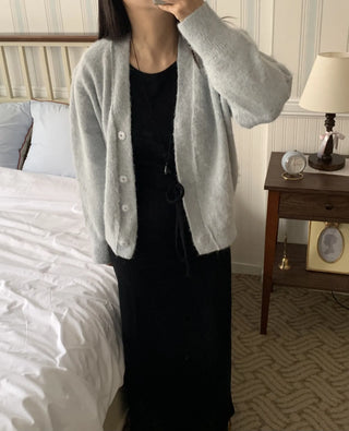 Soft Angora Cozy Fit Crop Cardigan