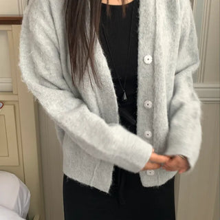 Soft Angora Cozy Fit Crop Cardigan