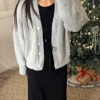 Soft Angora Cozy Fit Crop Cardigan