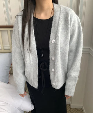 Soft Angora Cozy Fit Crop Cardigan