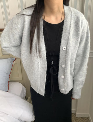 Soft Angora Cozy Fit Crop Cardigan