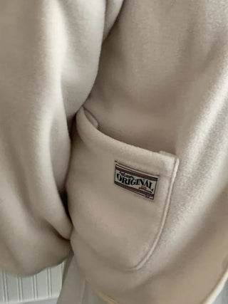 Loose Fit Tumble Snap Button Collar Fleece Jacket