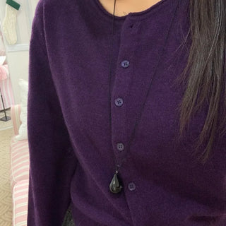 Basic Round Neck Button Long Knit Cardigan