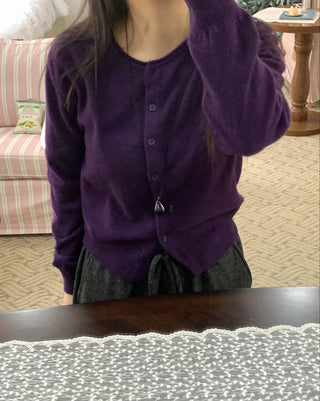 Basic Round Neck Button Long Knit Cardigan