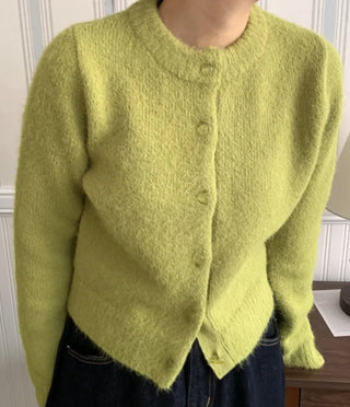 Cozy Fluffy Collarless Compact Short Cardigan