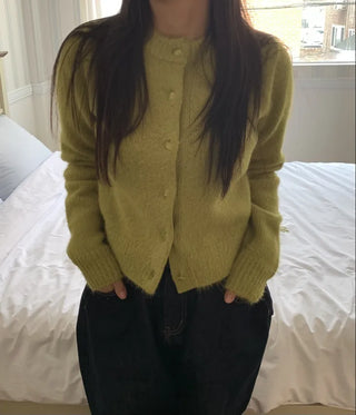 Cozy Fluffy Collarless Compact Short Cardigan