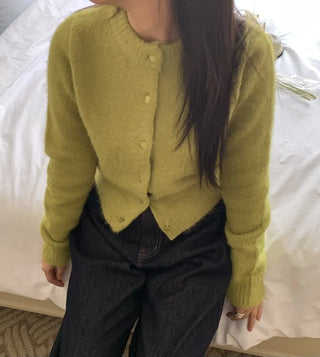 Cozy Fluffy Collarless Compact Short Cardigan