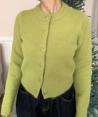 Cozy Fluffy Collarless Compact Short Cardigan
