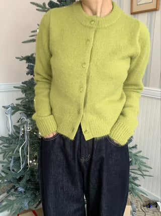 Cozy Fluffy Collarless Compact Short Cardigan