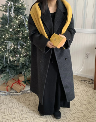 Classic Double-Button Long Oversized Wool Coat